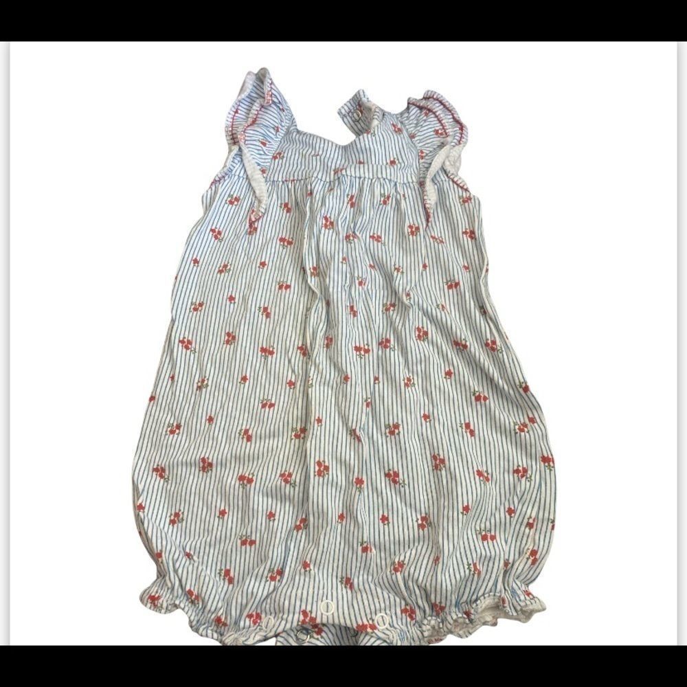 Carter’s blue floral striped rompers size 18 months